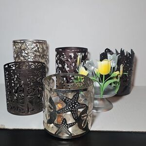 Lot Of 6 Glass Jar Candle Holders Different Styles And Sizes